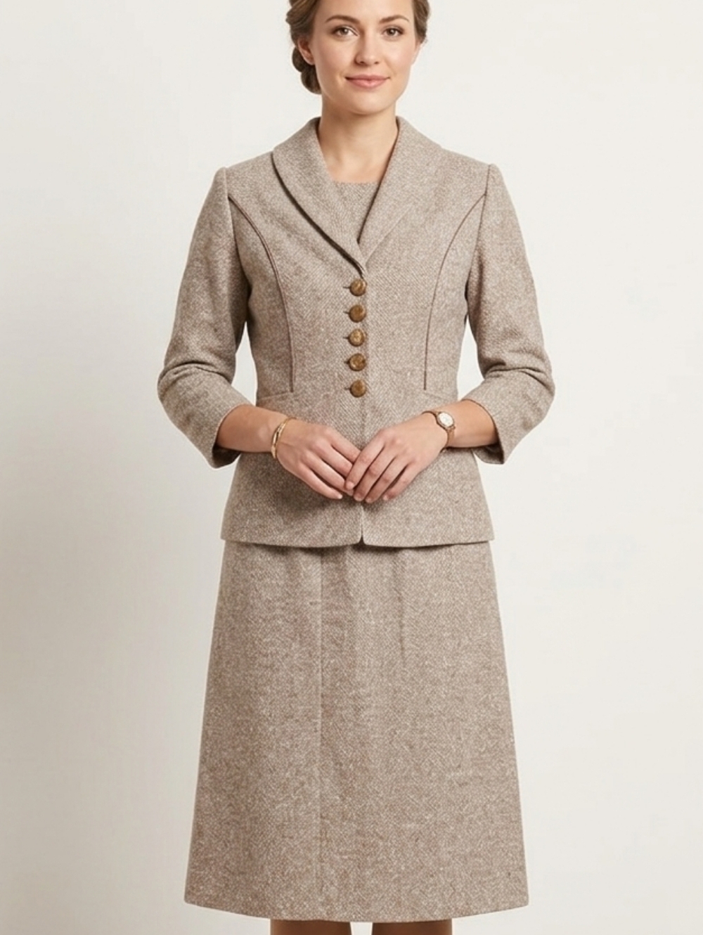 Vintage Handmade Brown Skirt Suit Set